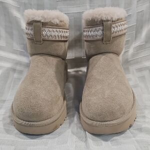 UGG Women's Beige Short Shearling Ankle Boots